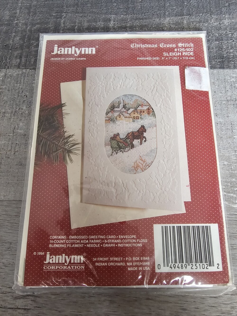 Janlynn Counted Cross Stitch Kit #125-105 Sleigh Ride Donna Giampa 1994 New 121c